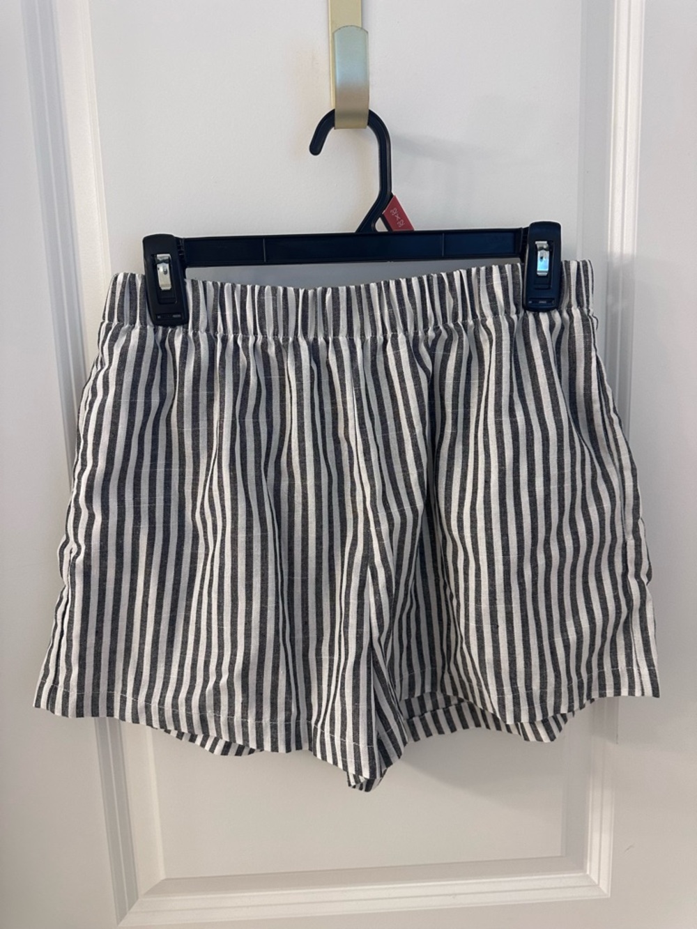 SHEIN Black & White Vertical-Stripe High-Waist Women’s Shorts
